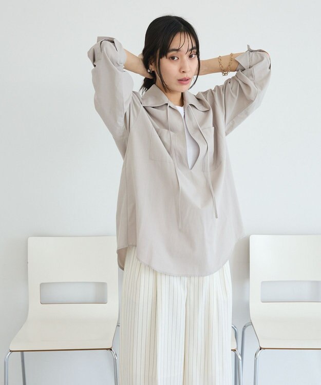 CRAFT STANDARD BOUTIQUE Vネックスキッパーシャツ Gray Beige