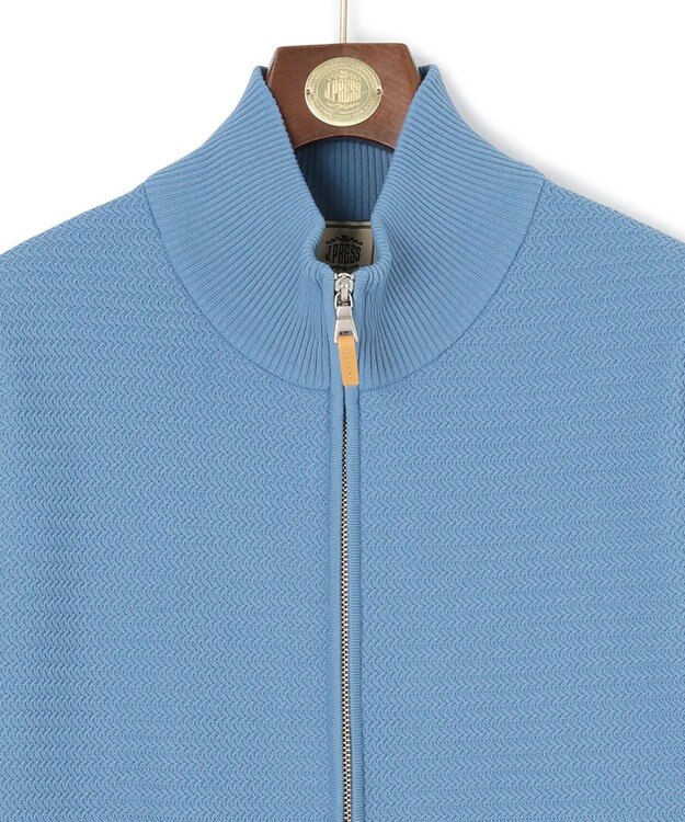 J.PRESS MEN 【KING SIZE】ハイツイストヘリンボン フルジップカーディガン サックスブルー系