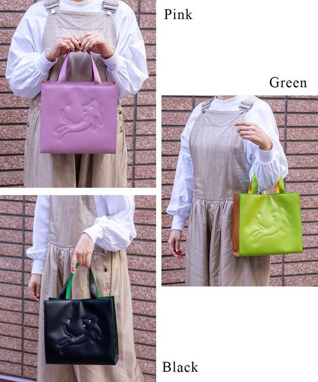 tsumori chisato CARRY キラネコエコレザー ハンドバッグ ピンク