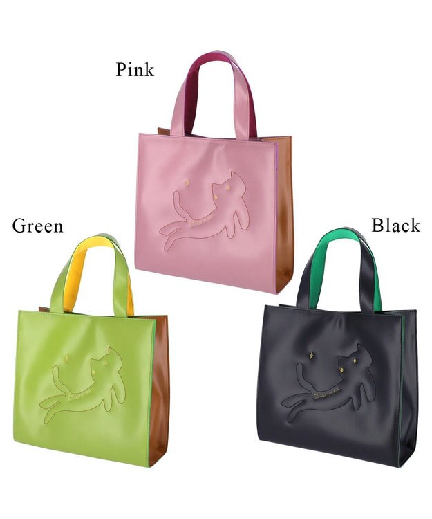 tsumori chisato CARRY キラネコエコレザー ハンドバッグ ピンク