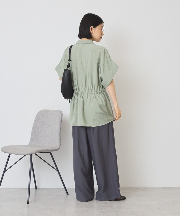 AMERICAN HOLIC メタルボタンウエストドロストシャツ Khaki