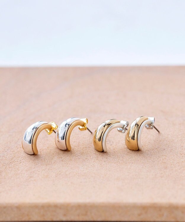 Tiaclasse メタルコンビラインピアス シルバー×ゴールド