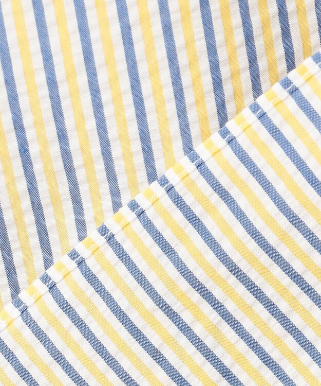 J.PRESS MEN 風が通るシアサッカーの清涼感【吸水速乾 / 高通気性】【クールマックス】サッカーストライプ シャツ / B.D. イエロー系1