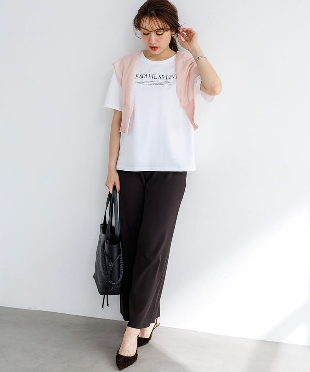 23区 L 【Lサイズ限定】レーヨンポリエステルストレッチ ニット パンツ ダークブラウン系
