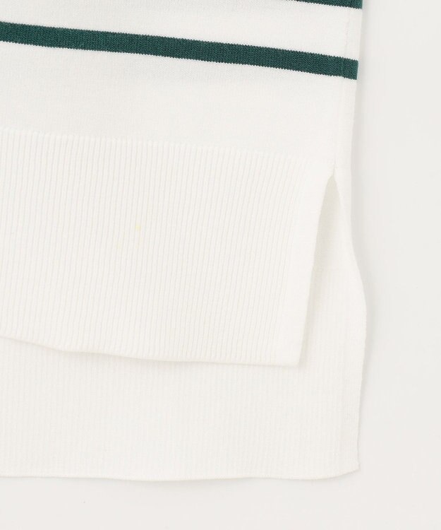 UNFILO 【抗菌防臭】スタイルアップニット　クルーネック ホワイト×グリーン