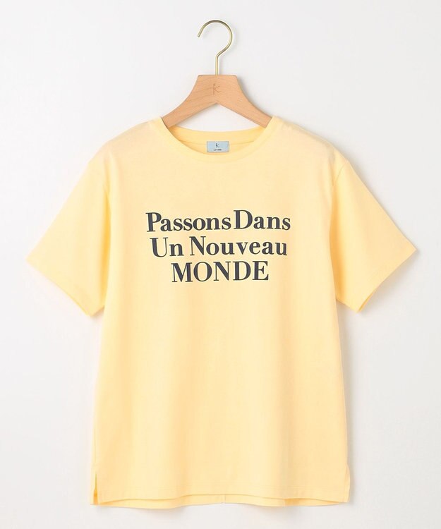 組曲 S 【綿100％】フロッキープリント Ｔシャツ カスタードイエロー系