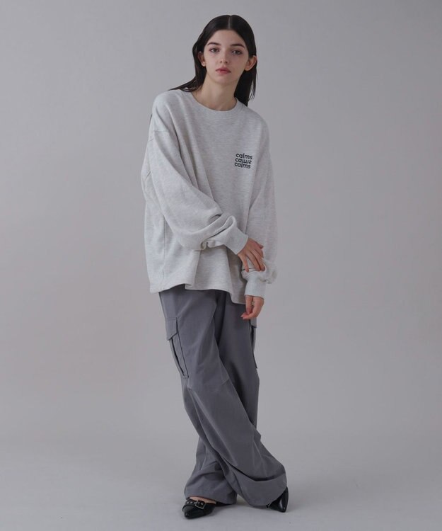 WEGO 【ユニセックス着用ITEM】ショートドロストワンポイント刺繍プルオーバー 杢グレー