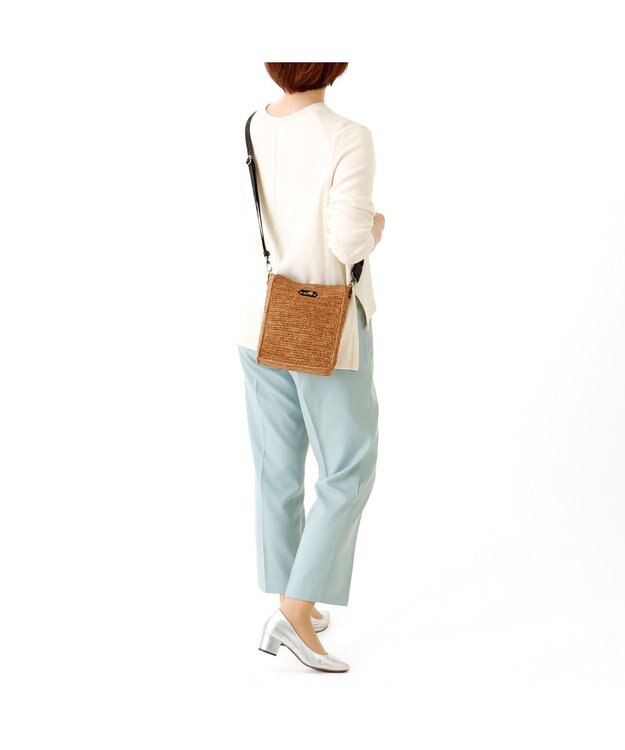 IBIZA ラフィア　ショルダーバッグ 濃茶