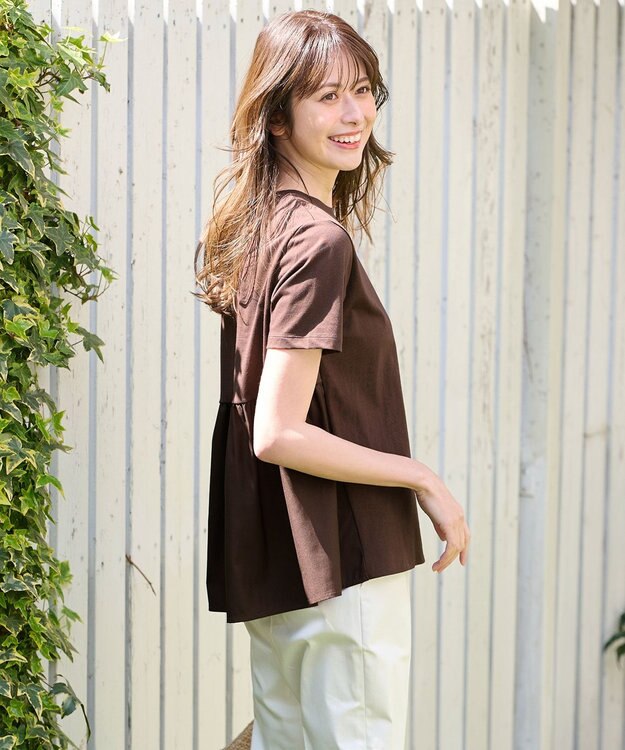 ANY SIS S 【WEB・一部店舗限定】サテンコンビ プルオーバー ブラウン