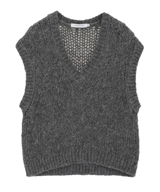 AMERICAN HOLIC 【選べる丈】甘編みニットベスト Charcoal Gray