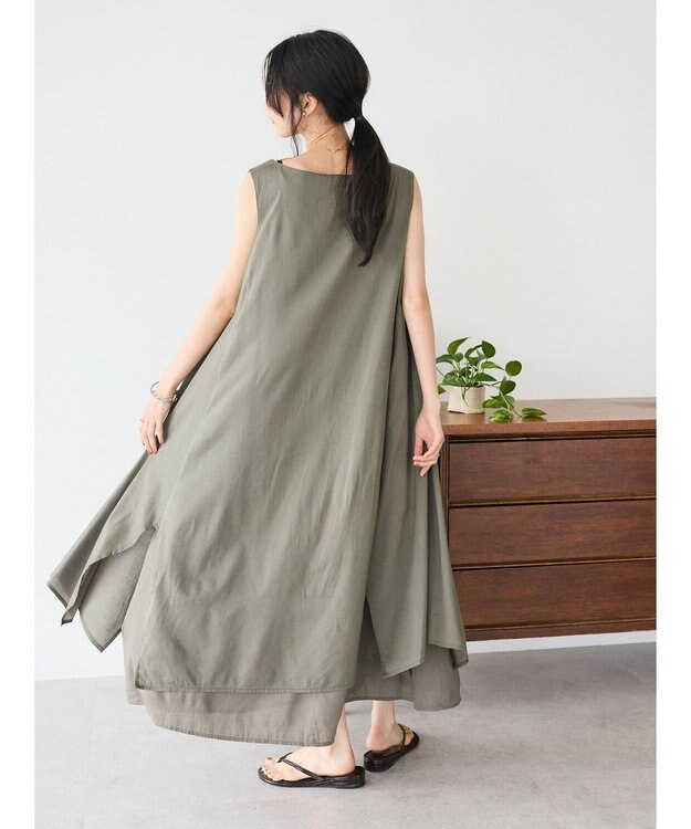 CRAFT STANDARD BOUTIQUE インド綿混フレアワンピース Khaki
