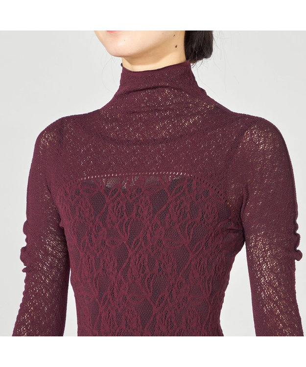 Chacott 【ノーソーイングニット】リバーシブルハイネックトップ ワインレッド