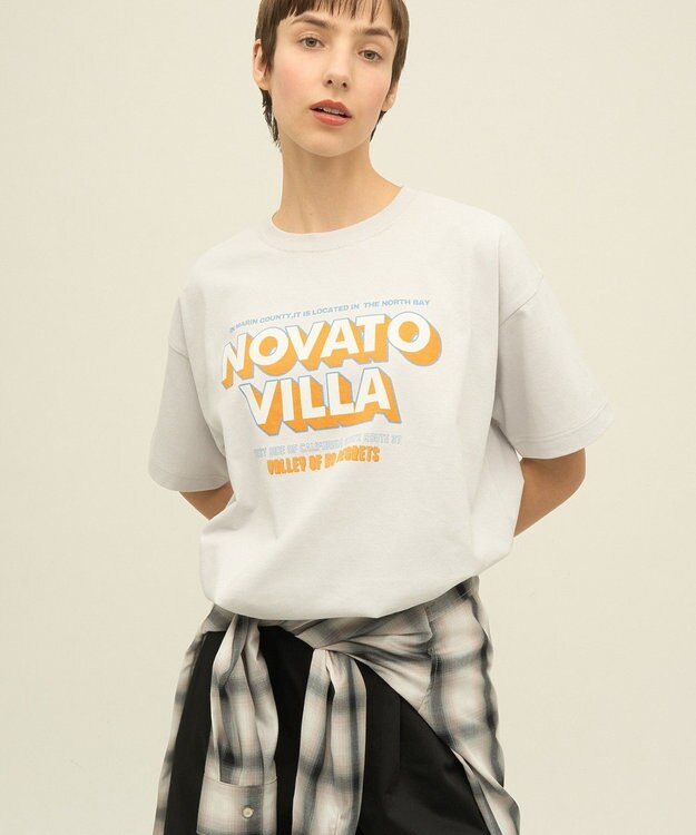AMERICAN HOLIC 配色ロゴプリントTシャツ Light Gray