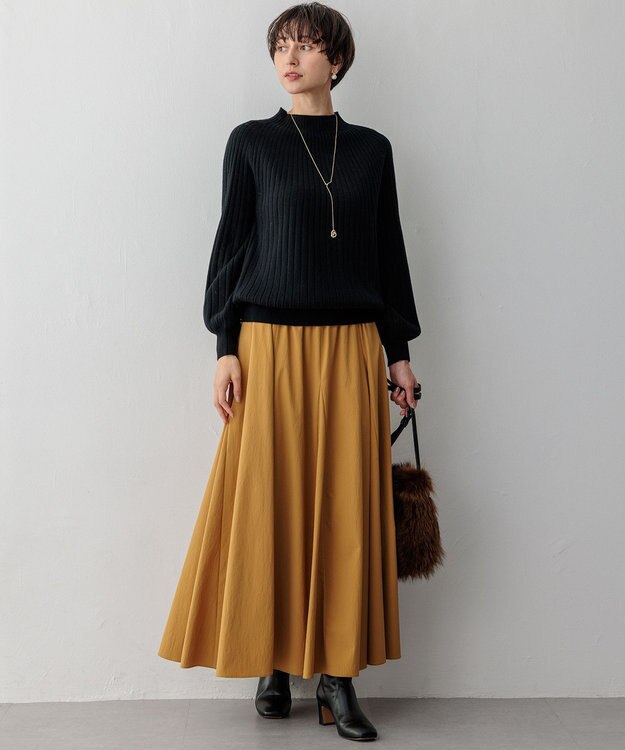 23区 【洗える】ストレッチタイプライター フレア スカート マスタード系