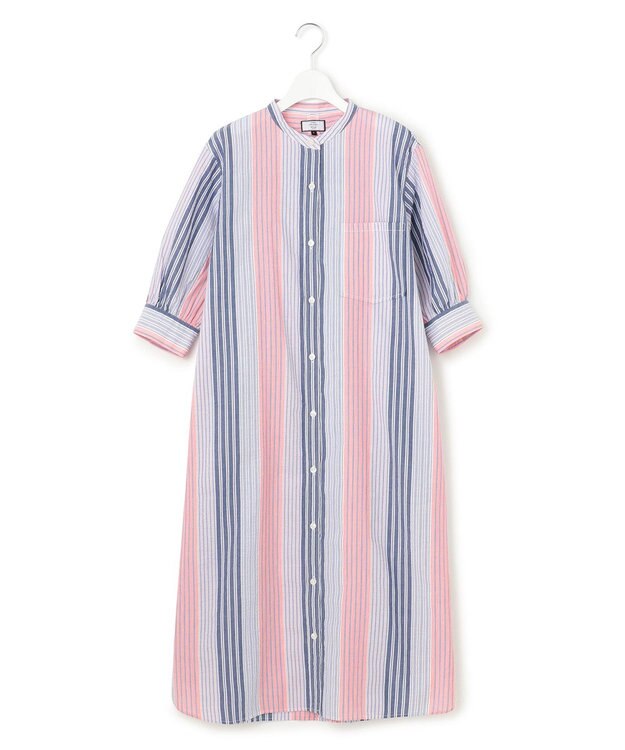 J.PRESS YORK STREET 【WOMEN】マルチストライプ シャツワンピース レッド系1