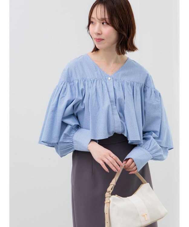 Te chichi ビッグフリルブラウス ブルー