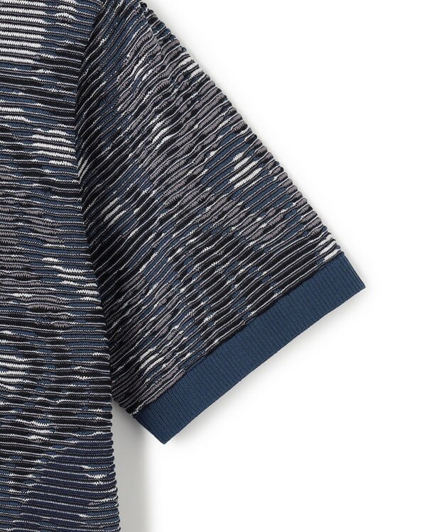 JOSEPH HOMME オリエンタルブラインドジャガード　クルーネック半袖ニットTEE ネイビー系