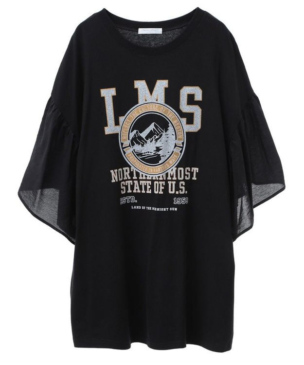 Green Parks ドッキングフレアスリーブロゴチュニック Dark Gray