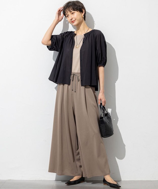 23区 【洗える】クリアトリコットジャージー ティアードデザイン カットソー ブラック系