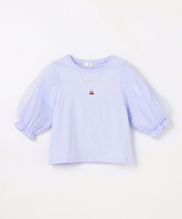 ANY KIDS チュール袖 七分Tシャツ ラベンダー