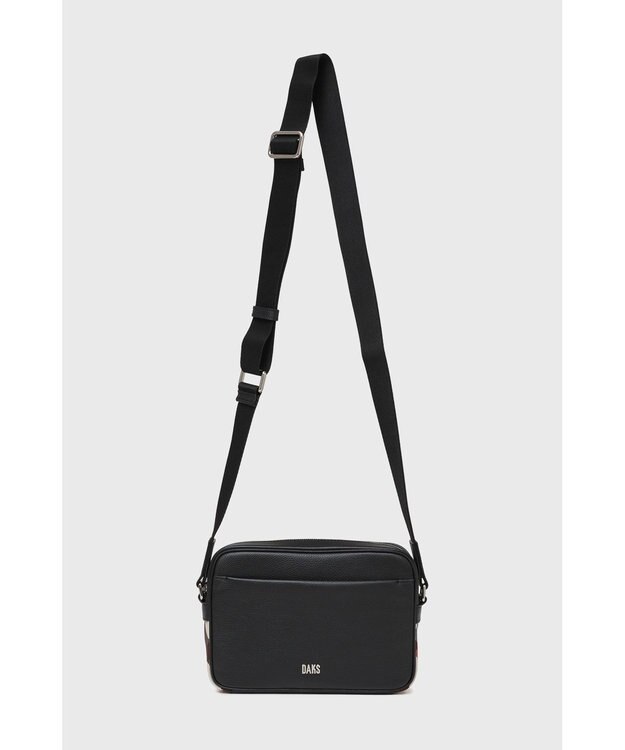 DAKS レザー×ハウスチェックディテール ワンショルダー ボディバッグ ブラック