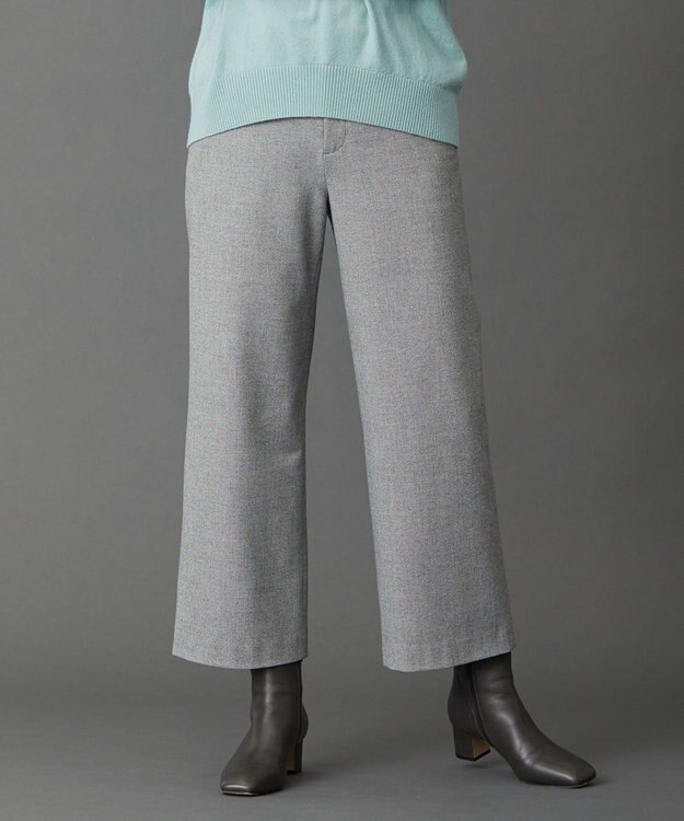 J.PRESS LADIES 【洗える】チェルビック セミワイド パンツ ライトグレー系