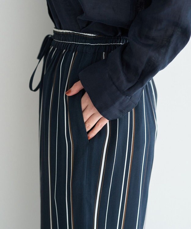 YECCA VECCA アートプリントスリットワイドパンツ Stripe