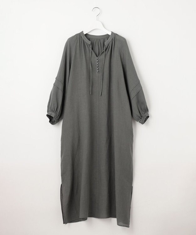 23区 【洗える】LIBECO カフタン ワンピース カーキ系