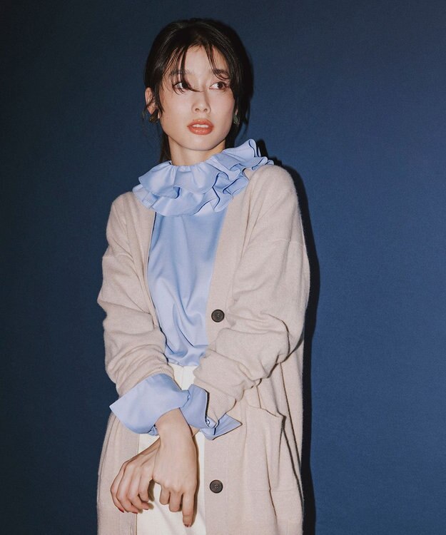 #Newans 【マシンウォッシャブル】ピエロラッフルカラーシャツ ブルー