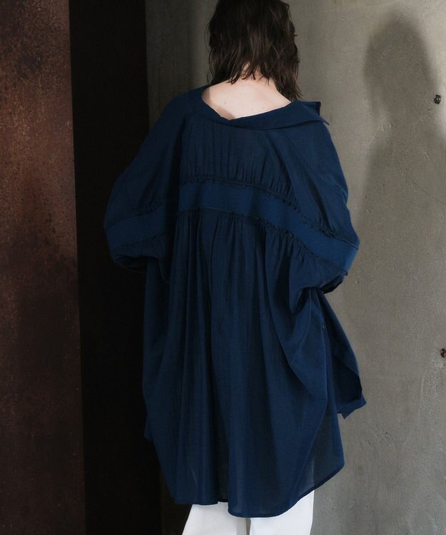 YECCA VECCA リブMIXシアーオーバーシャツ Dark Green