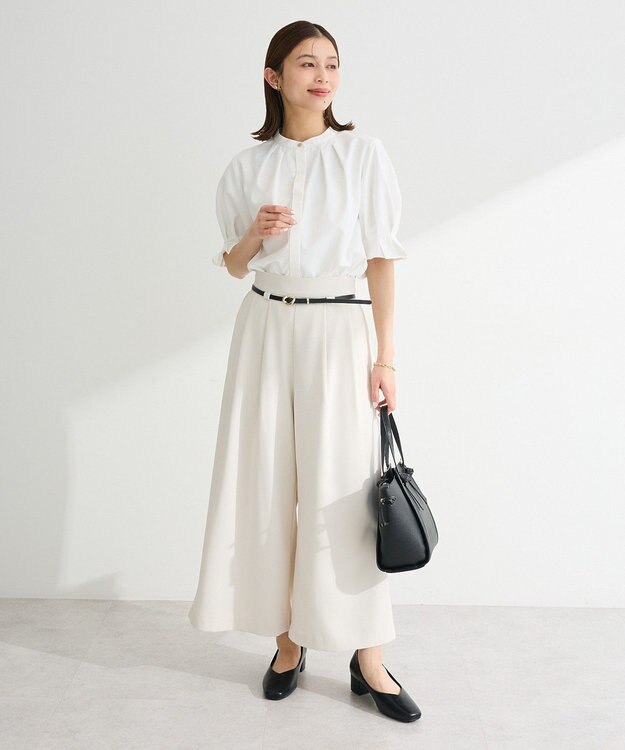 Green Parks タックショートスリーブブラウス Off White