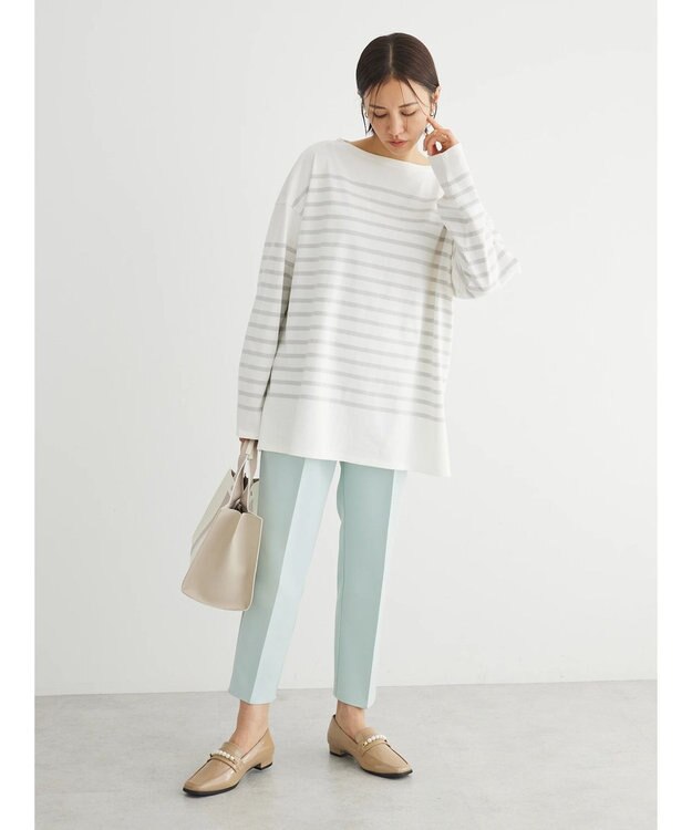 Green Parks パネルボーダーチュニック Light Gray