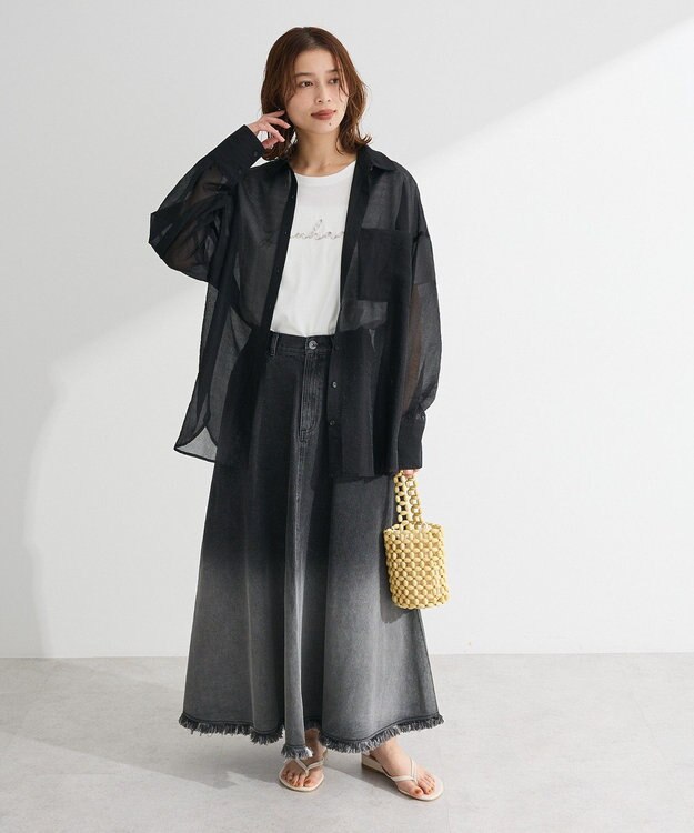 Green Parks 　・ＥＬＥＮＣＡＲＥ　ＤＵＥ　ラメシアー長袖シャツ Charcoal Gray