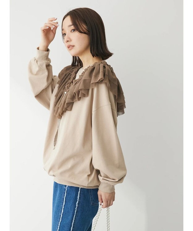 Green Parks ・ＳＵＧＡＲ　ＳＰＯＯＮ　３ｗａｙチュールフリルスウェット Beige