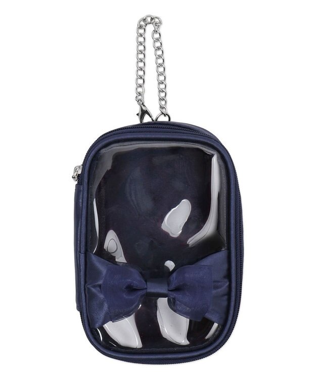 WEGO 【痛バ＆推し活グッズ】ダブルリボンサテンぬいポーチ ネイビー