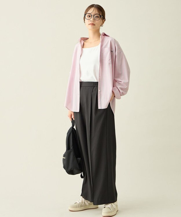 ANY オーバーサイズシャツ ピンクストライプ
