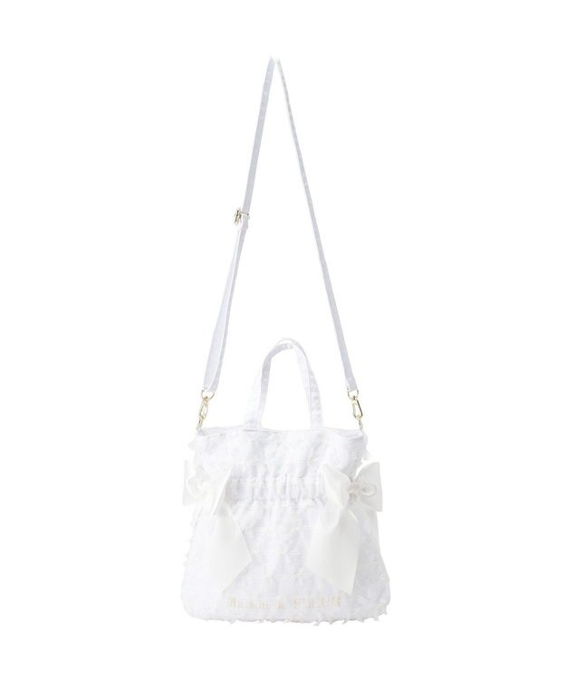 Maison de FLEUR レースダブルリボン２Ｗａｙトートバッグ Off White