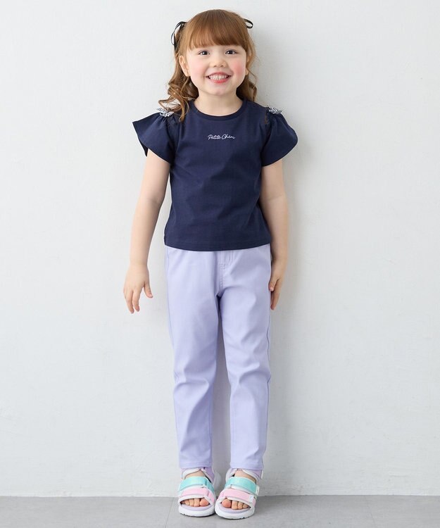 ANY KIDS 【綿100%】オンオフショルダー Tシャツ ネイビー