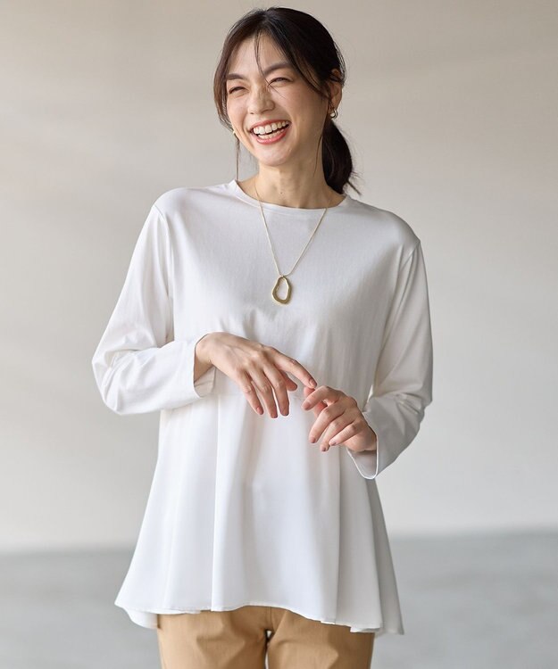 ANY 【WEB限定】サテンコンビペプラムカットソー オフ