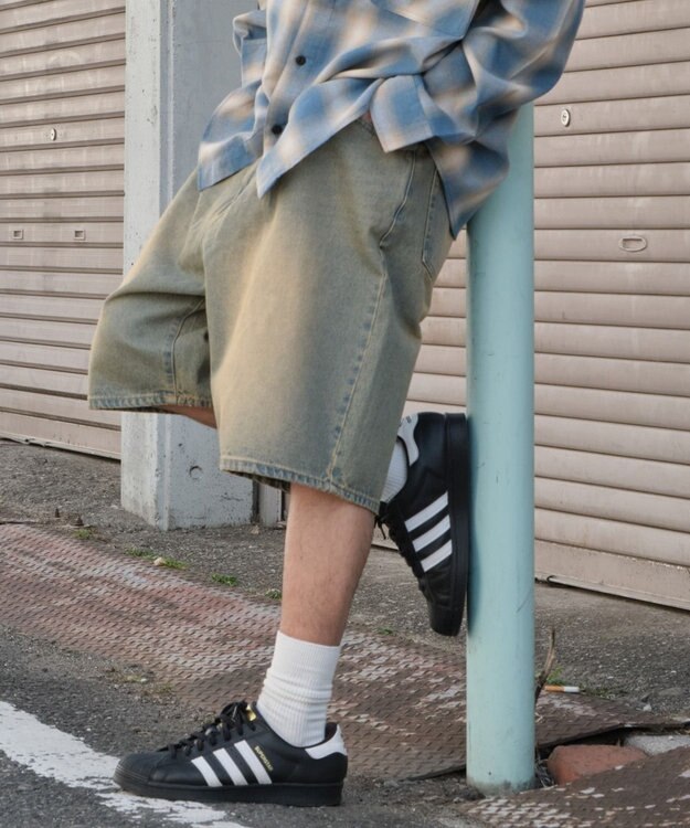 WEGO イージーバギーデニムショーツ デニム淡加工色