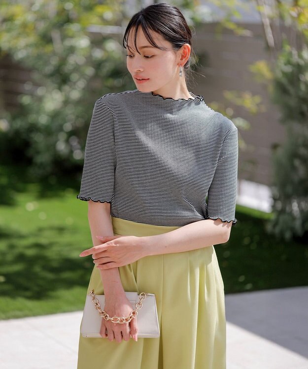 ANY SIS 【UVケア・接触冷感】キシリトール加工冷感 カットソー オフ×ブラック