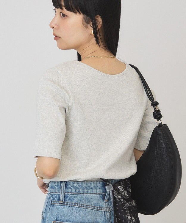 AMERICAN HOLIC スクエアネック5分袖プルオーバー Oatmeal