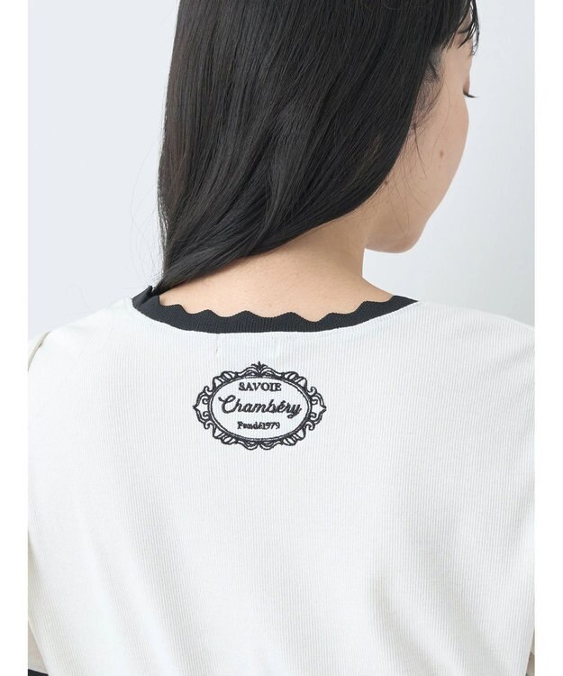 earth music&ecology バイカラースカラッププルオーバー Ivory