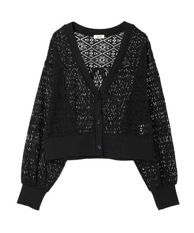 earth music&ecology ラッセルレースカーディガン Black