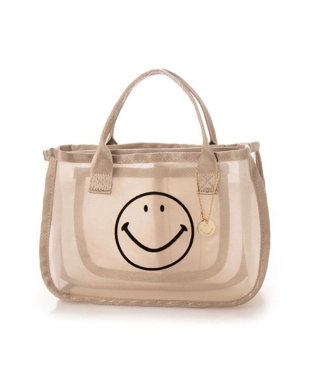 UNBILLION cachecache スマイルモチーフメッシュバッグインバッグ ベージュ