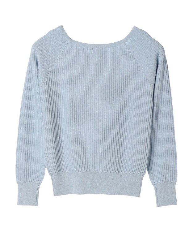 Green Parks 洗える　スクエアネックリブニットプルオーバー Blue