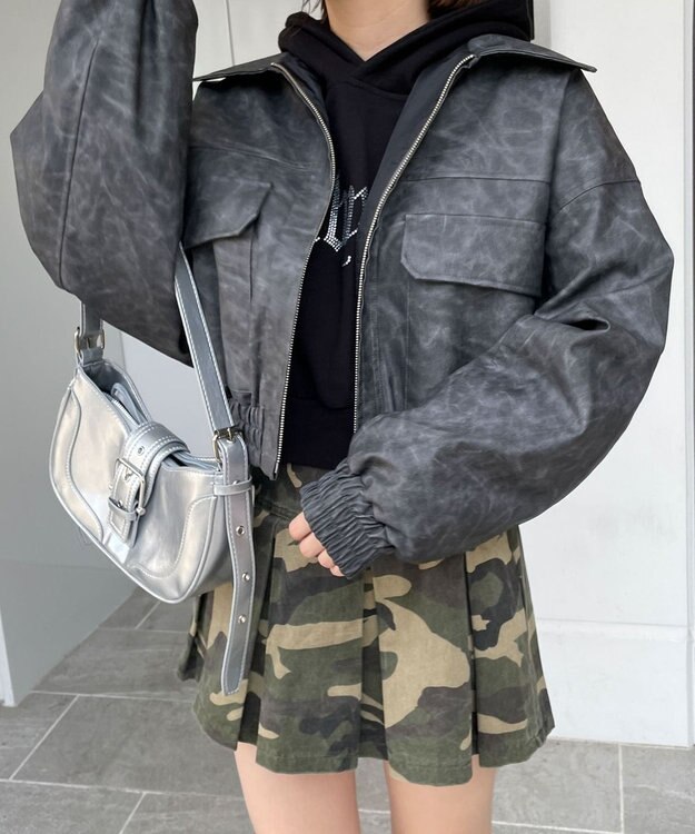 WEGO PUショートブルゾン グレー