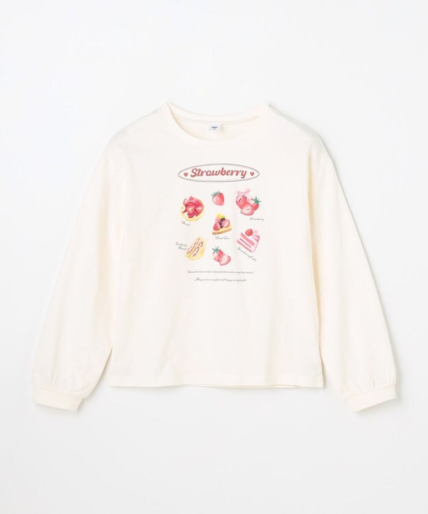 ANY KIDS 【Strawberry Collection】アートプリント 長袖Tシャツ エクリュ