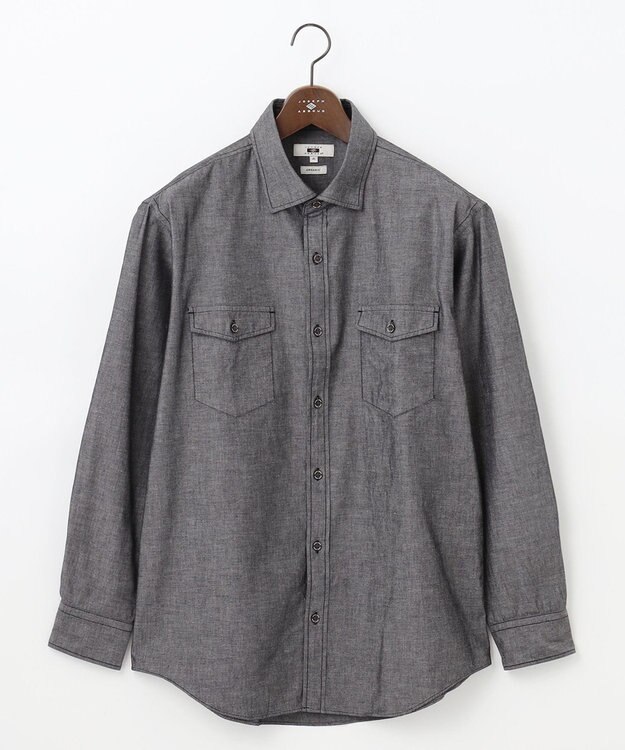 JOSEPH ABBOUD 【キングサイズ・JOE COTTON使用】オーガニックコットンダンガリー シャツ ブラック系