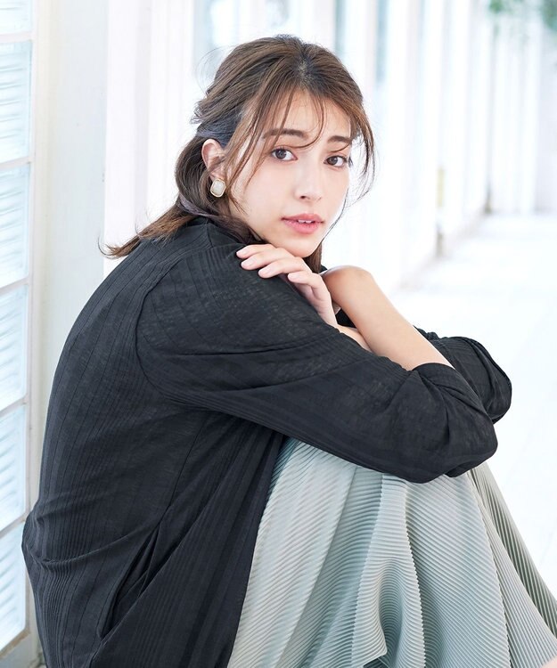 Tiaclasse 【吸水速乾・UVケア・洗える】ランダムリブカットソーカーディガン ブラック